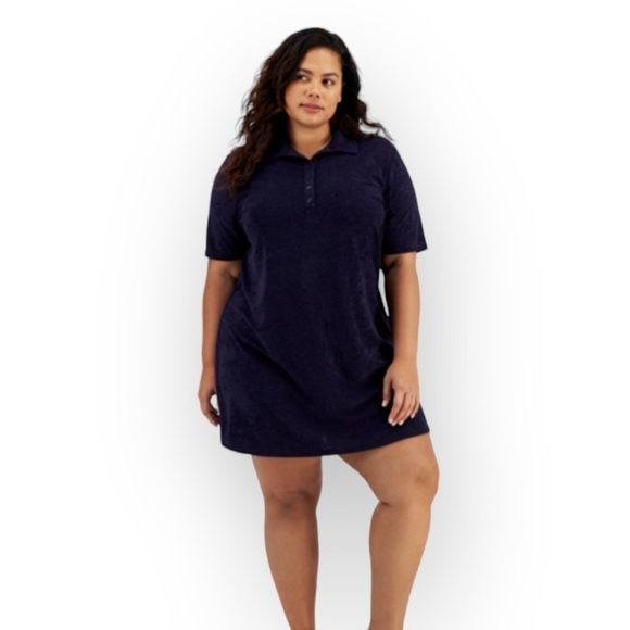 Love, Fire Navy Terry Cloth Dress - Picture 1 of 6